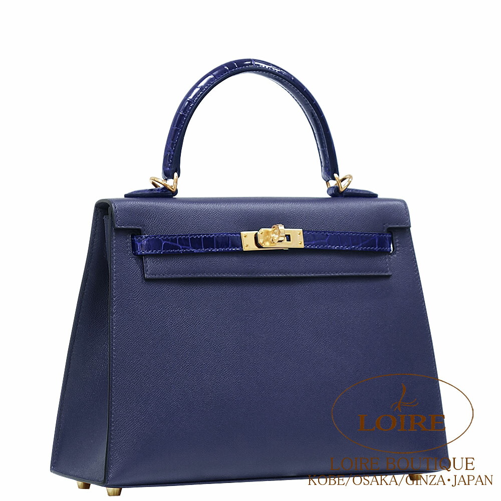 楽天市場】エルメス ケリー 25 外縫 タッチ ブルーサフィール ヴォー