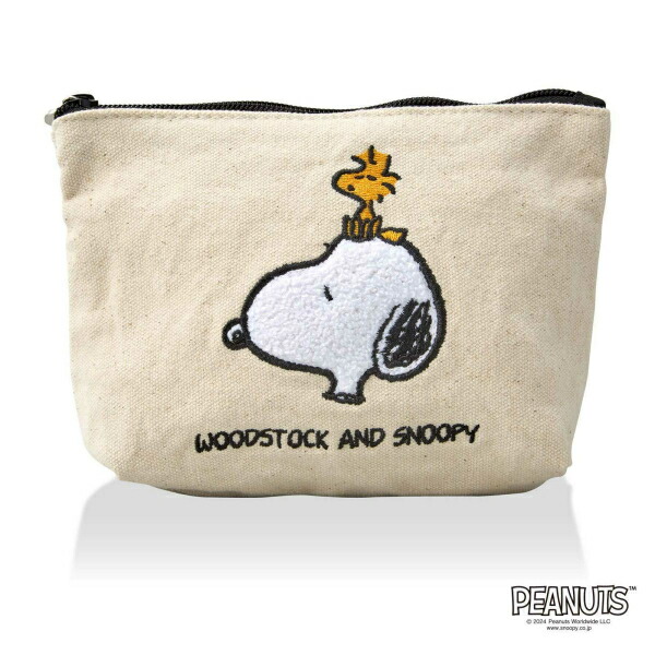 スヌーピー 帆布ポーチ (M) ナチュラル (スヌーピー & ウッド)
