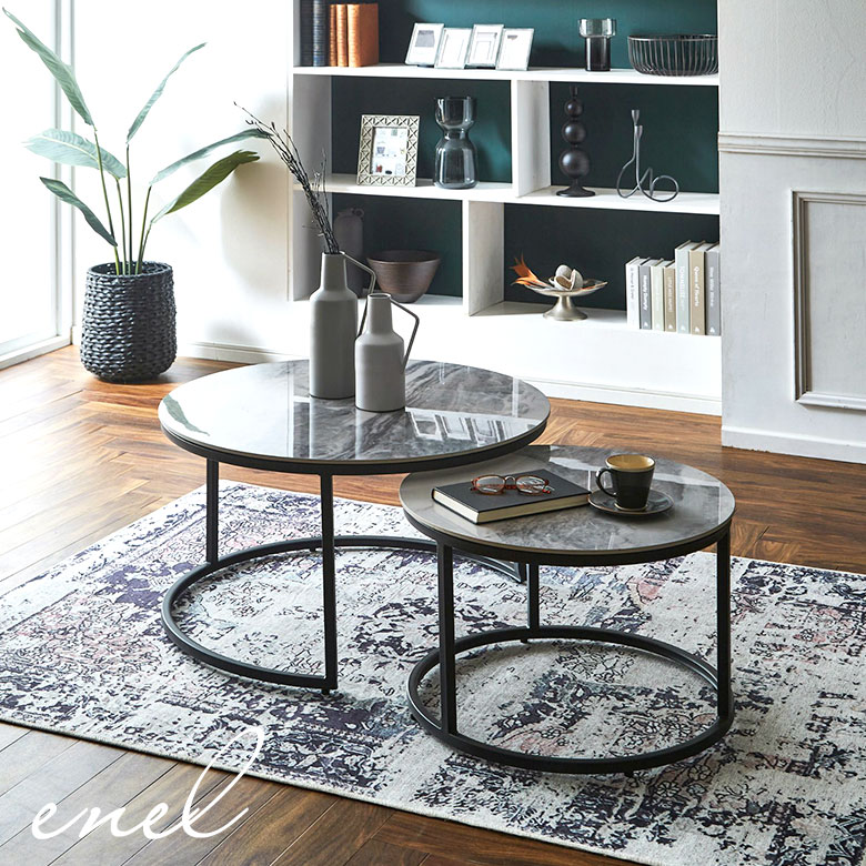 楽天市場】センターテーブル ネストテーブル セラミック 丸テーブル 2