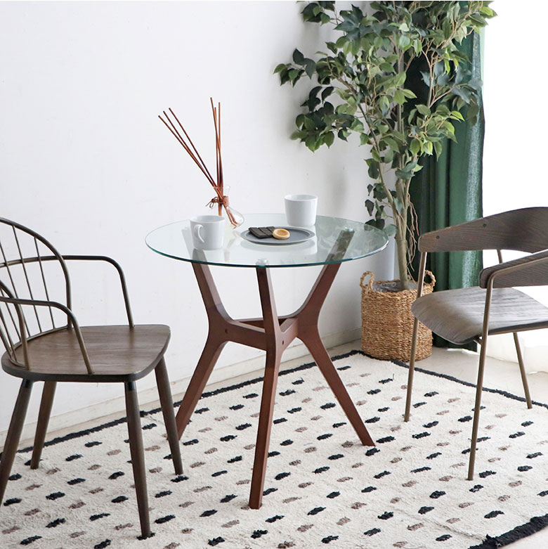 楽天市場】カフェテーブル ダイニングテーブル ガラステーブル 丸