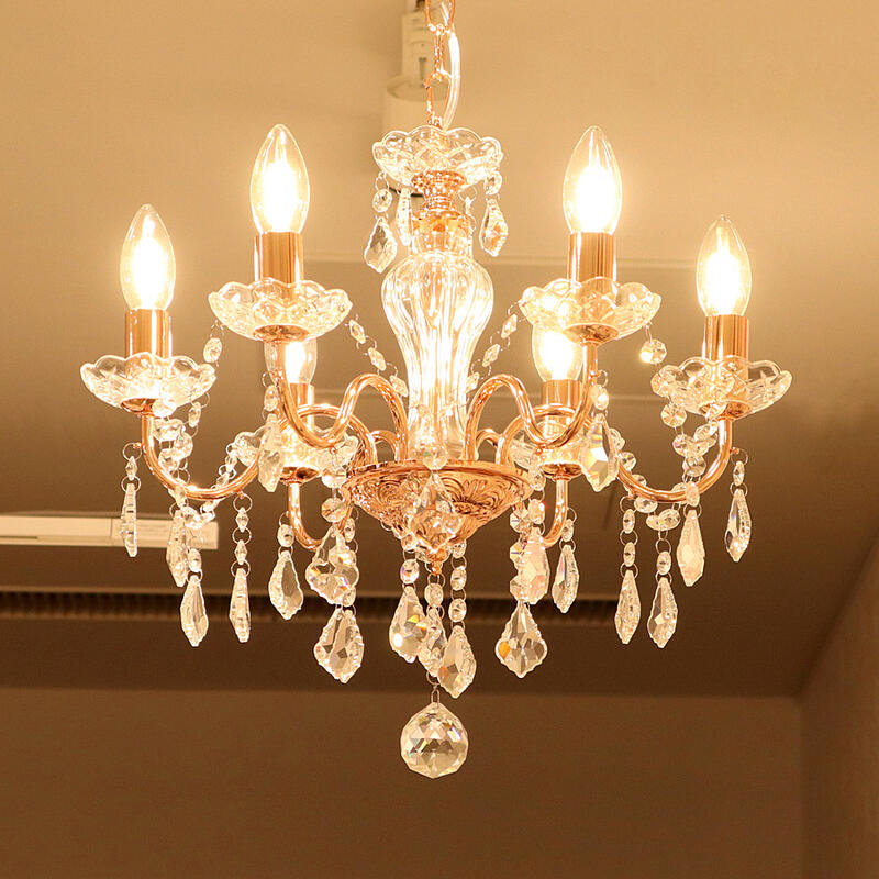 楽天市場】6灯シャンデリア ピンクゴールドシャンデリア ライト