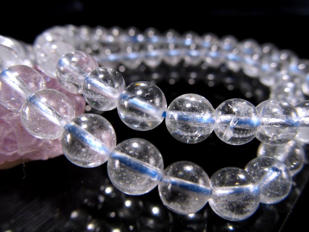 AA+ ナチュラルトパーズ ブレスレット 7.5mm-8mm×24珠前後 儚げな藍白