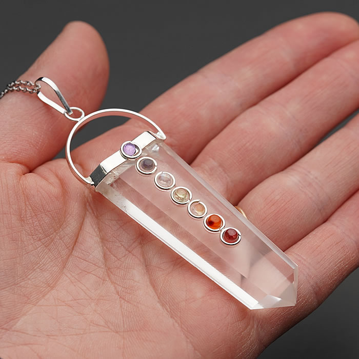 楽天市場】ヒマラヤ水晶 ペンダント ワンド型チャクラストーン付き