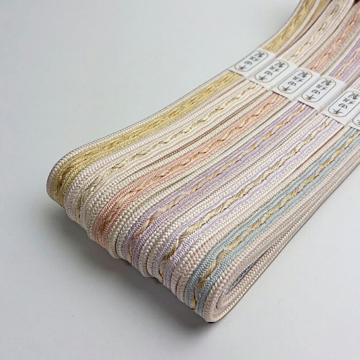 平田組紐」帯〆 耳角朝淡色 帯締め 正絹 江戸組紐 手組 冠組 平田竹峯