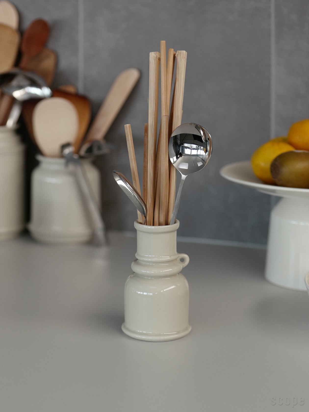 楽天市場】スコープ / キッチンツールキャニスター 箸立て グレー