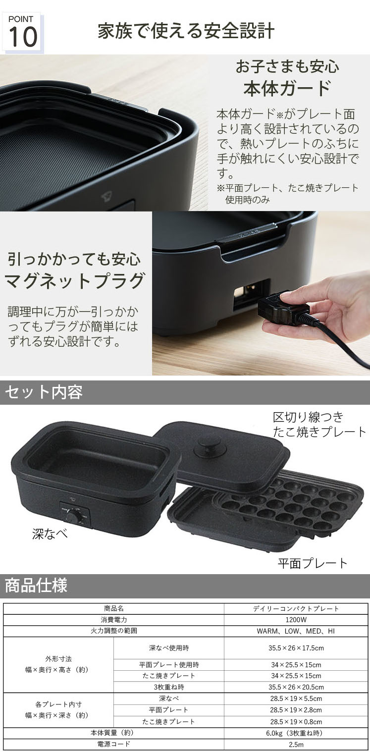 楽天市場】象印 ホットプレート デイリーコンパクトプレート 3枚