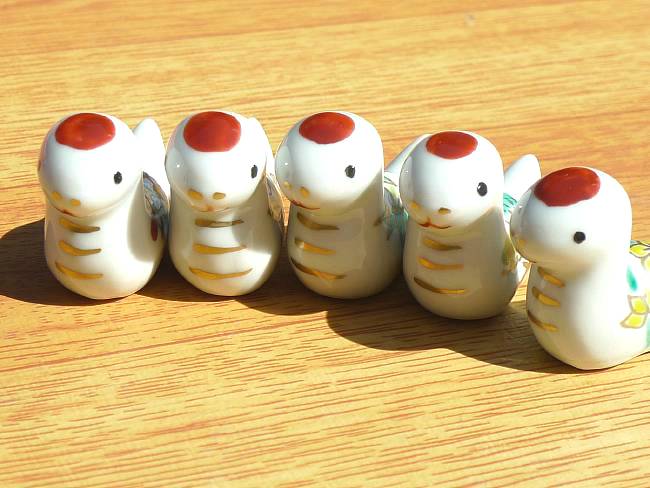 干支巳迎春草花箸置きセット - 京焼清水焼 松韻堂