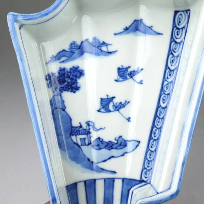 染付扇面向付 半開扇 昭阿弥 単品 - 京焼清水焼 松韻堂