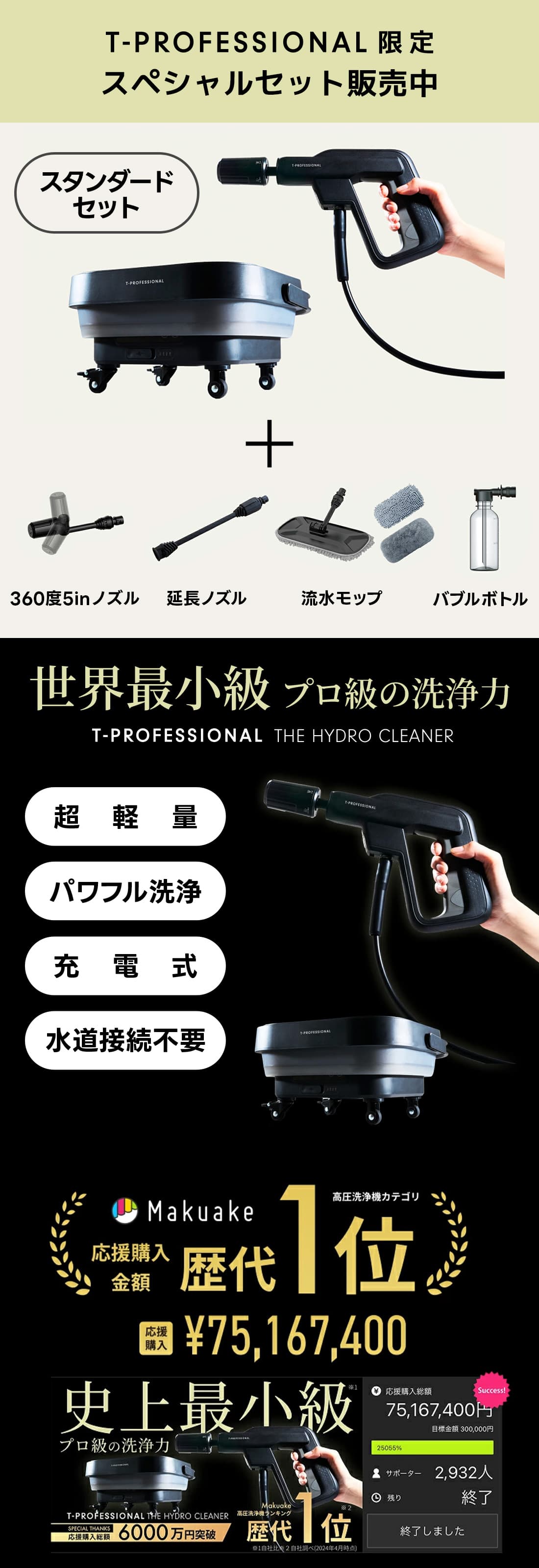 楽天市場】【公式ストア】高圧洗浄機 1.0 コードレス コンパクト 充電