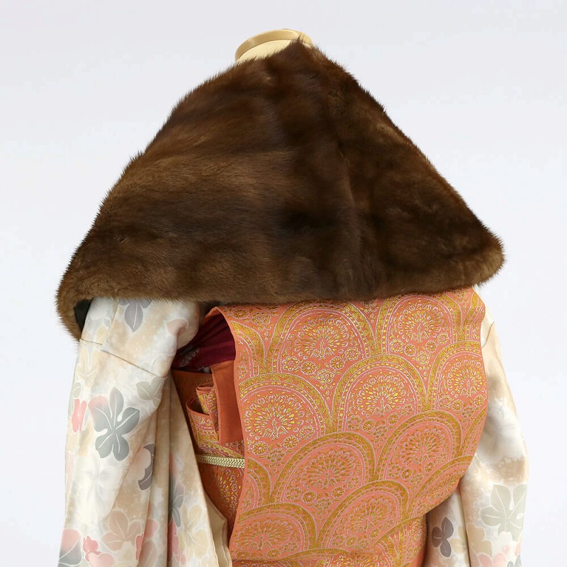 中古】 ミンクショール ブラウン きもの用 着物用 リサイクル 送料無料