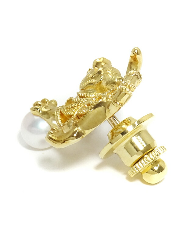 MIKIMOTO】ミキモト『K18YG タイガーモチーフ ピンブローチ 虎 トラ』1