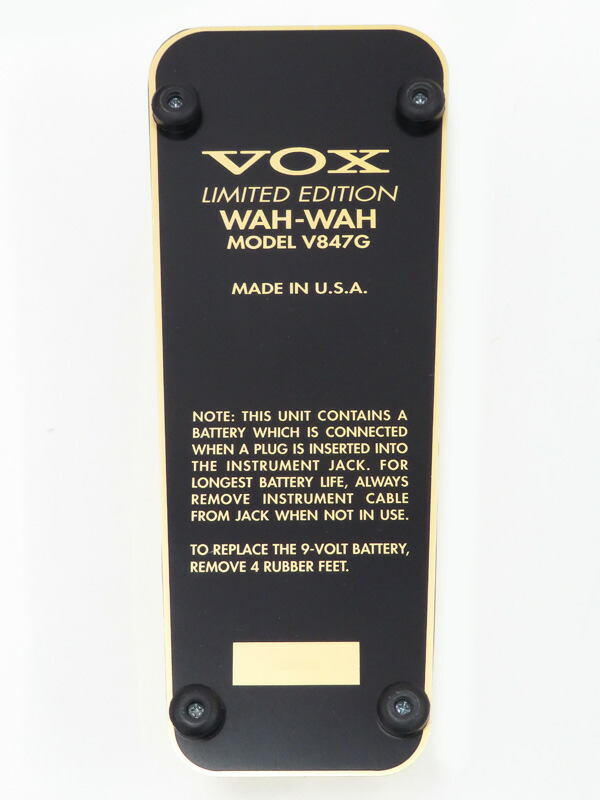 VOX】【Limited Edition】ヴォックス『ワウペダル』V847G コンパクト