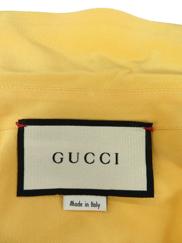 GUCCI】グッチ『フリルタイ付 シルクブラウス size42』596710 ZAAOG