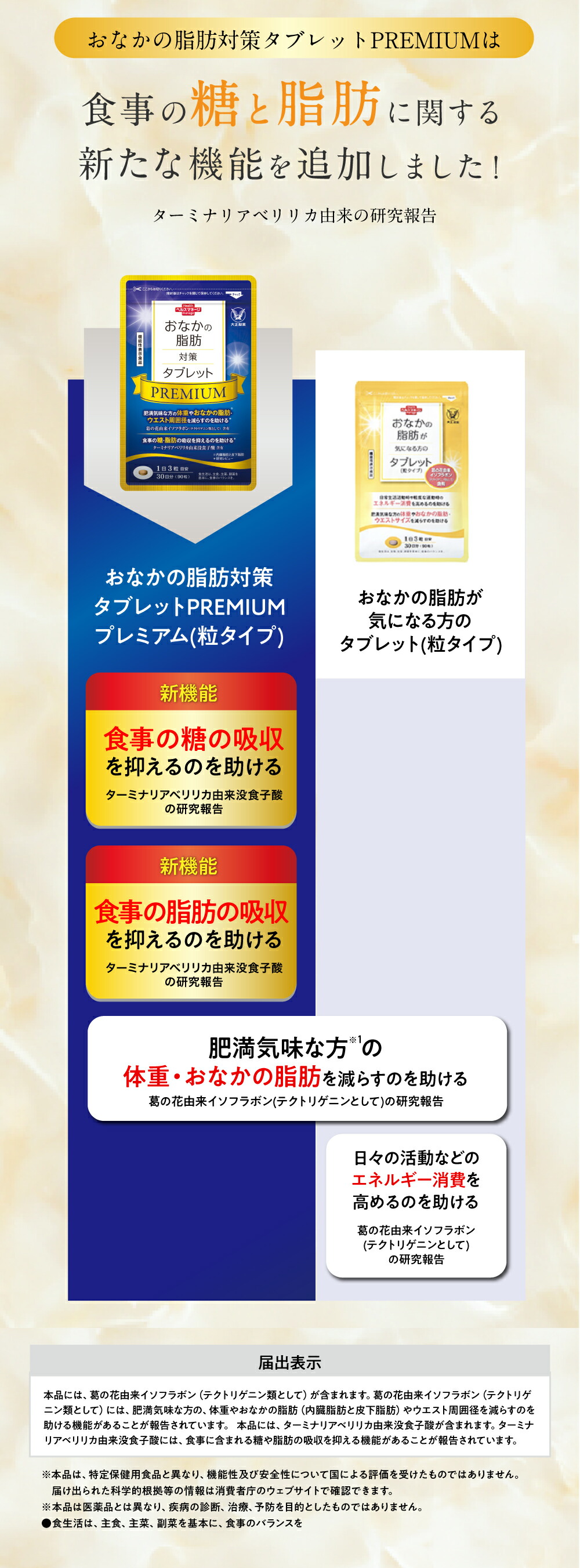楽天市場】大正製薬 おなかの脂肪対策タブレットPREMIUM 脂肪分解