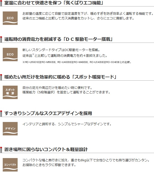 楽天市場】リンナイ RC-Y4002E-W ホワイト 都市ガス13A用 ガスファン