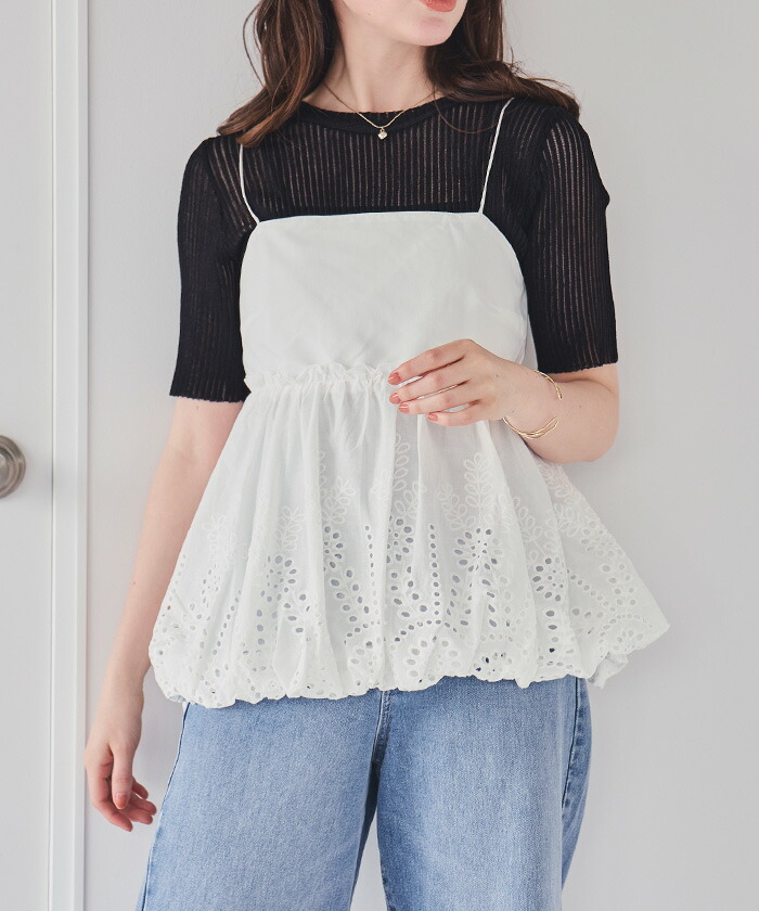 楽天市場】コットン刺繍レースキャミソールトップス トップス