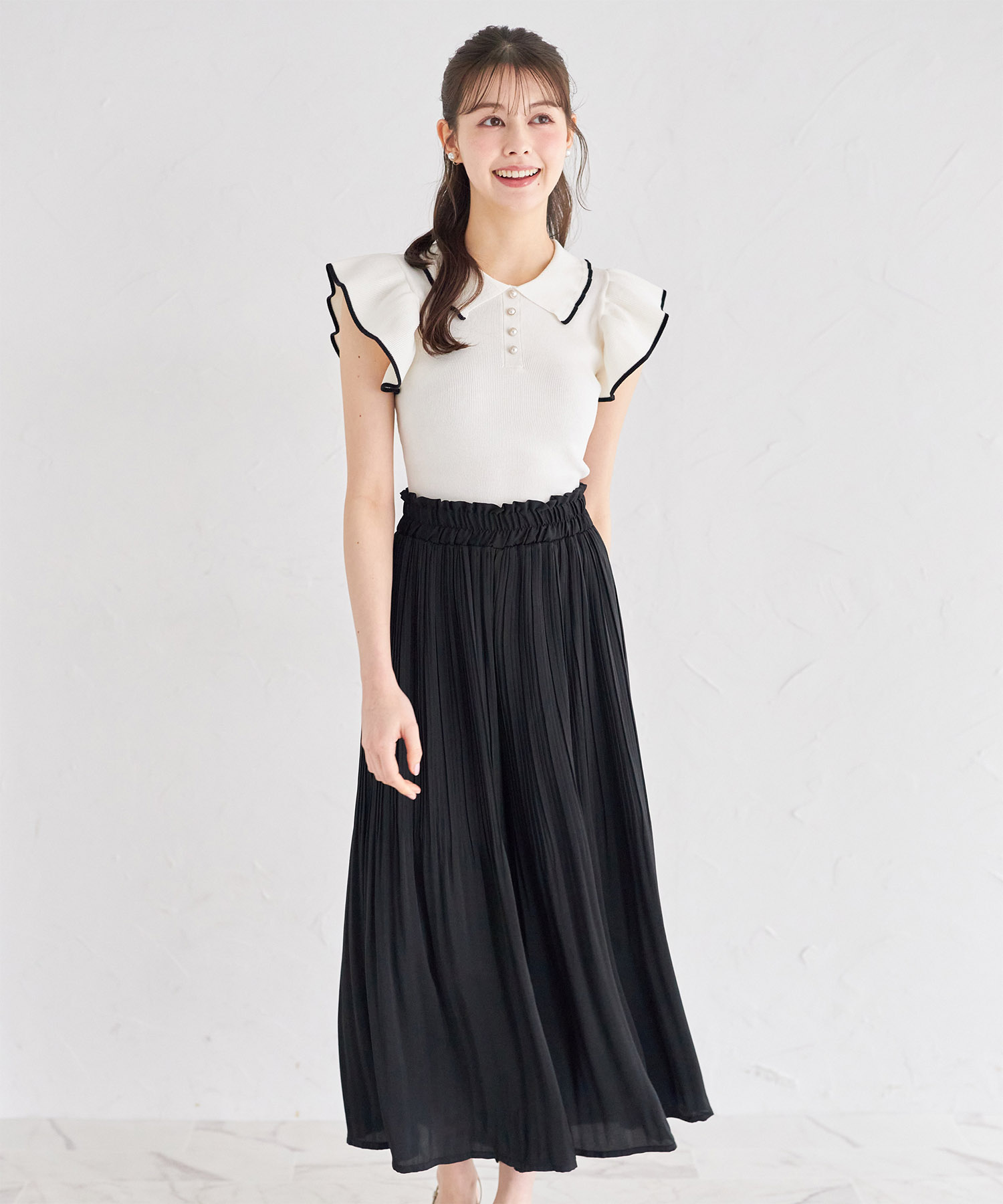 ヴィンテージサテン消しプリーツガウチョパンツ