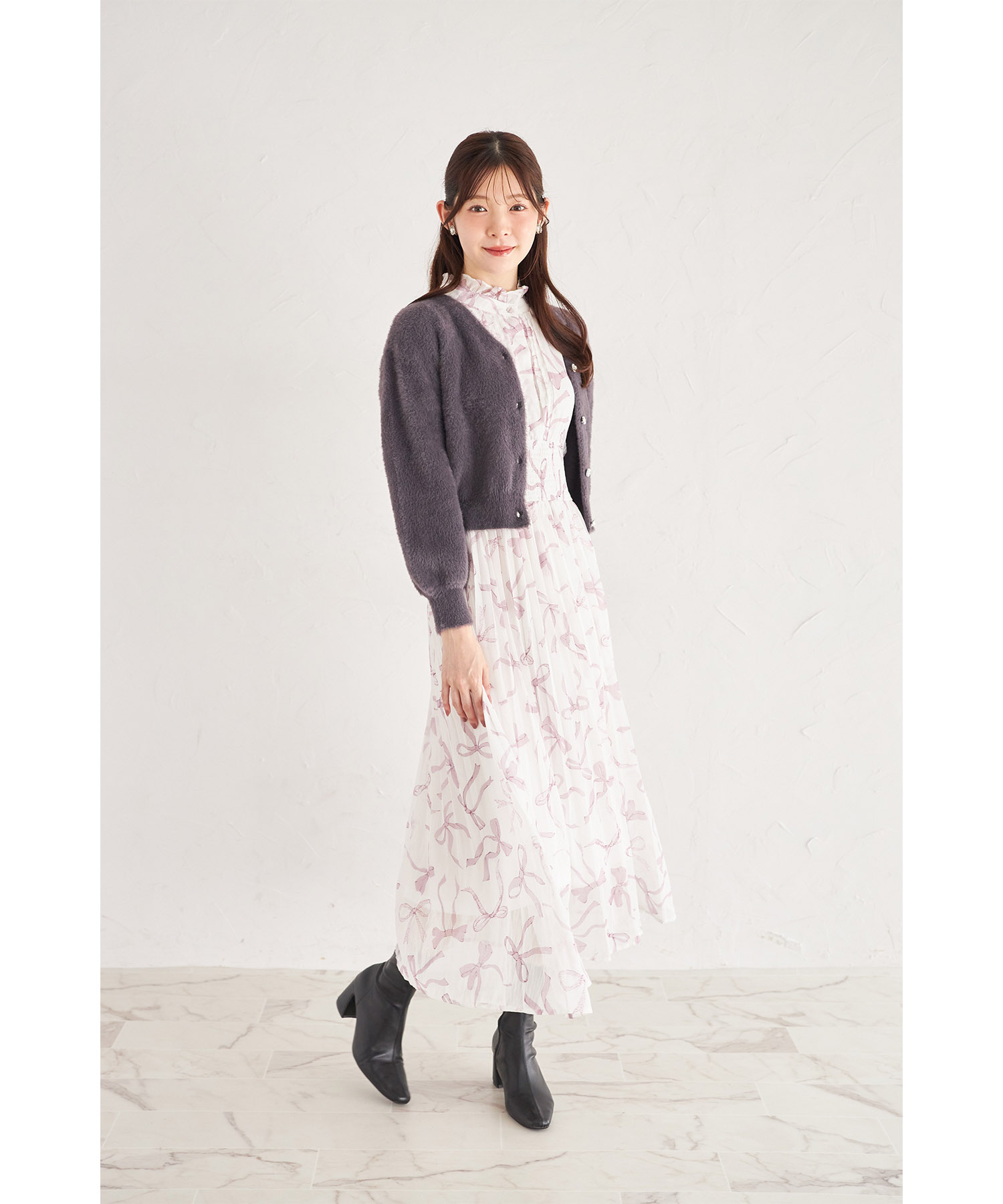 多種ビジュー釦シャギーニットカーディガン≪Shaggy and Fur Collection≫