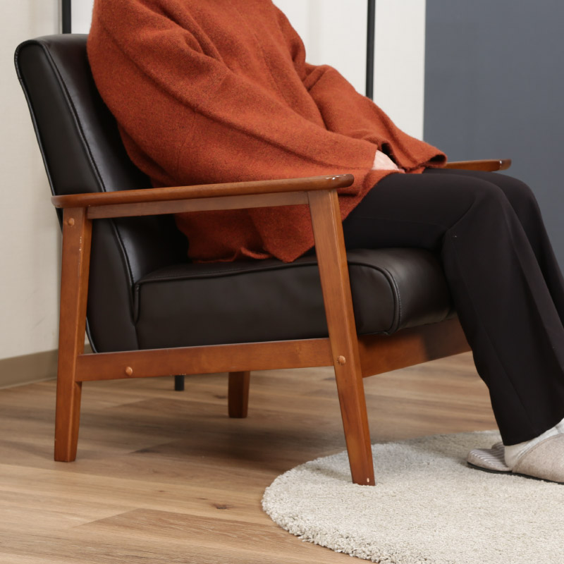 ユアサプライムス.com｜77123 バイキャストPUソファー 1P ラバーズ DBR