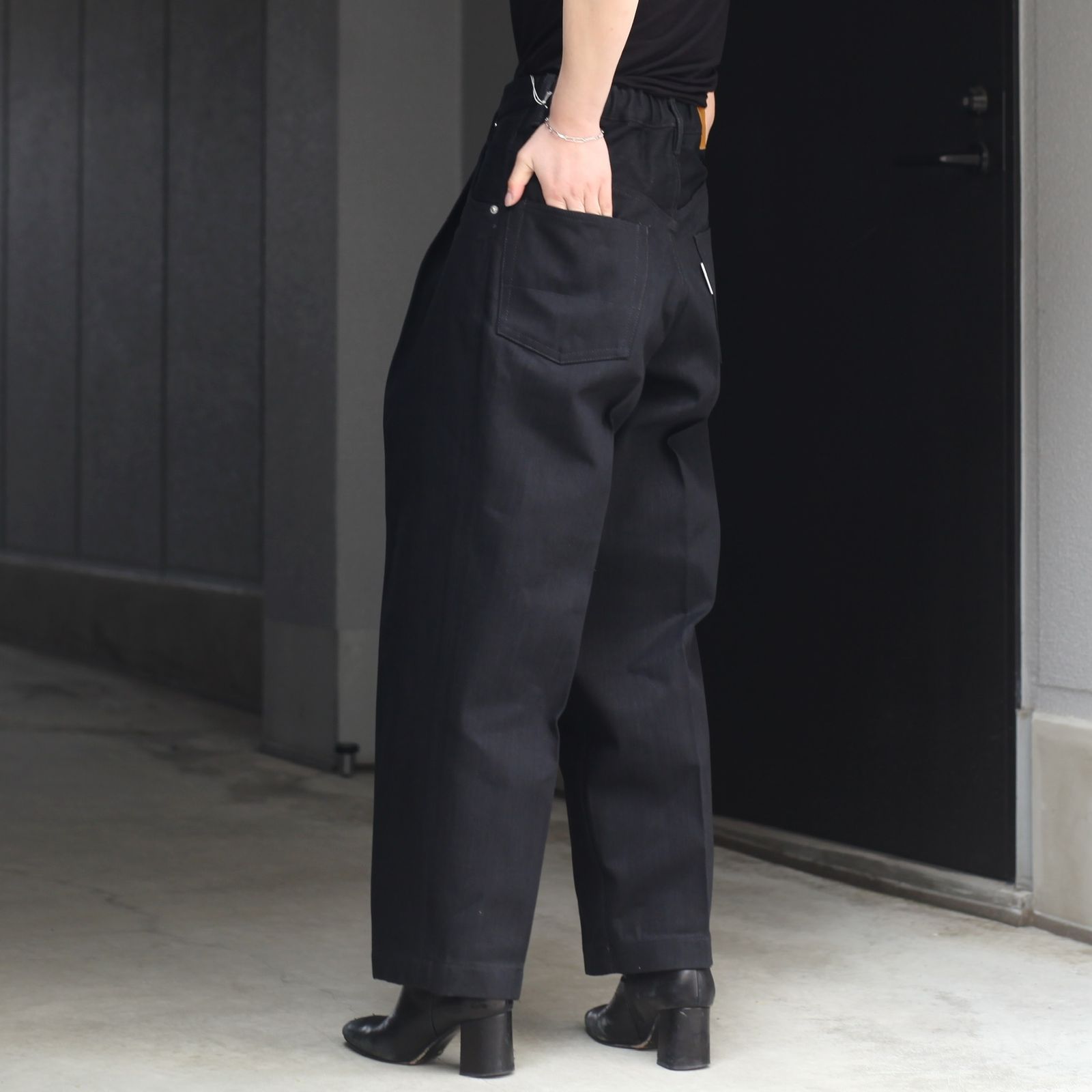 NEONSIGN - 【残りわずか】Wide Denim Slacks(BLACK ONE WASH