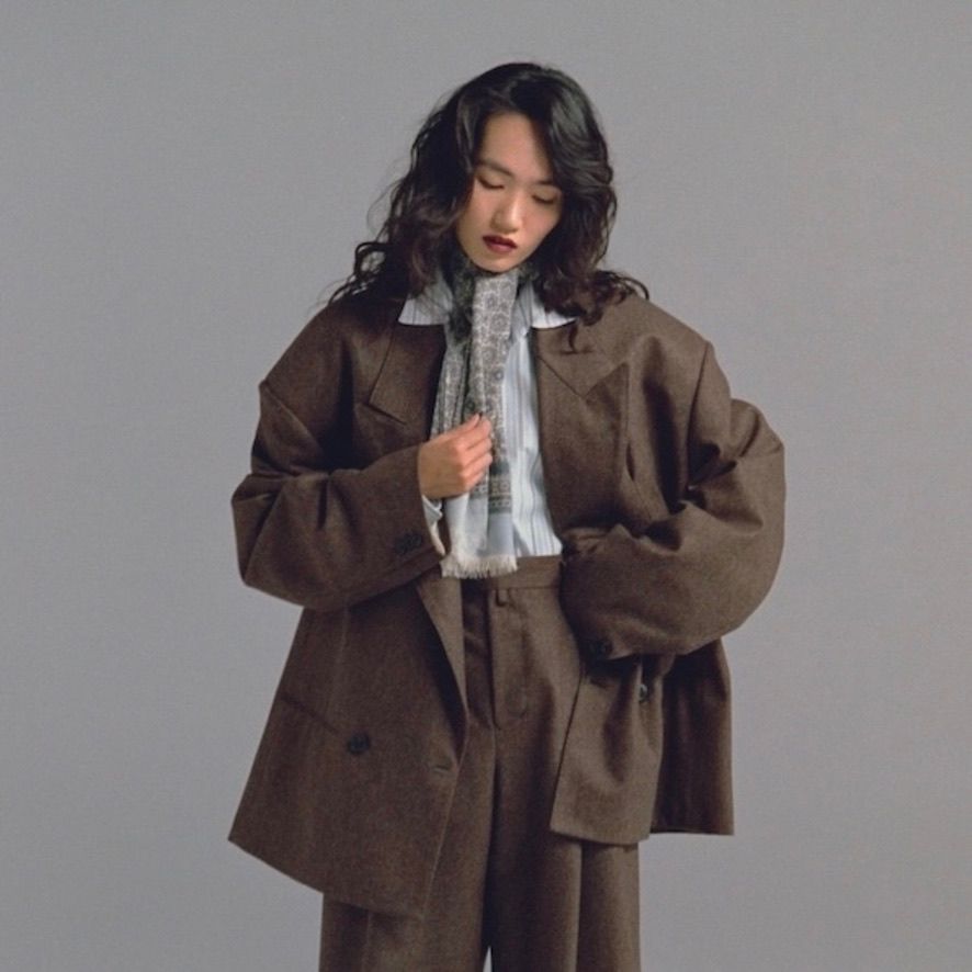 SOSHIOTSUKI - 【残り一点】Round Big Shoulder Wool Flannel Jacket