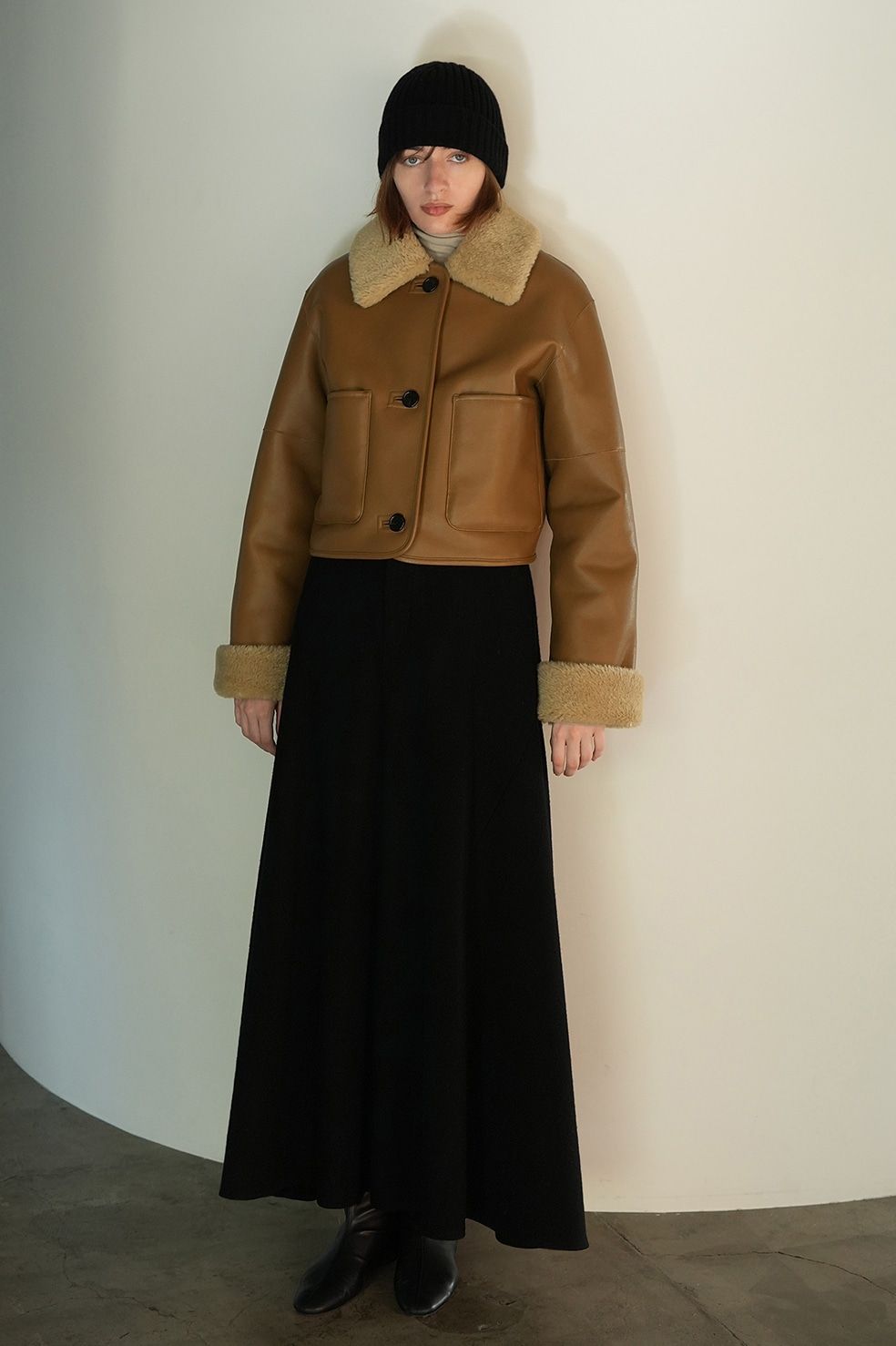 CLANE - レザーショートコート - VEGAN LEATHER BOA SHORT JACKET