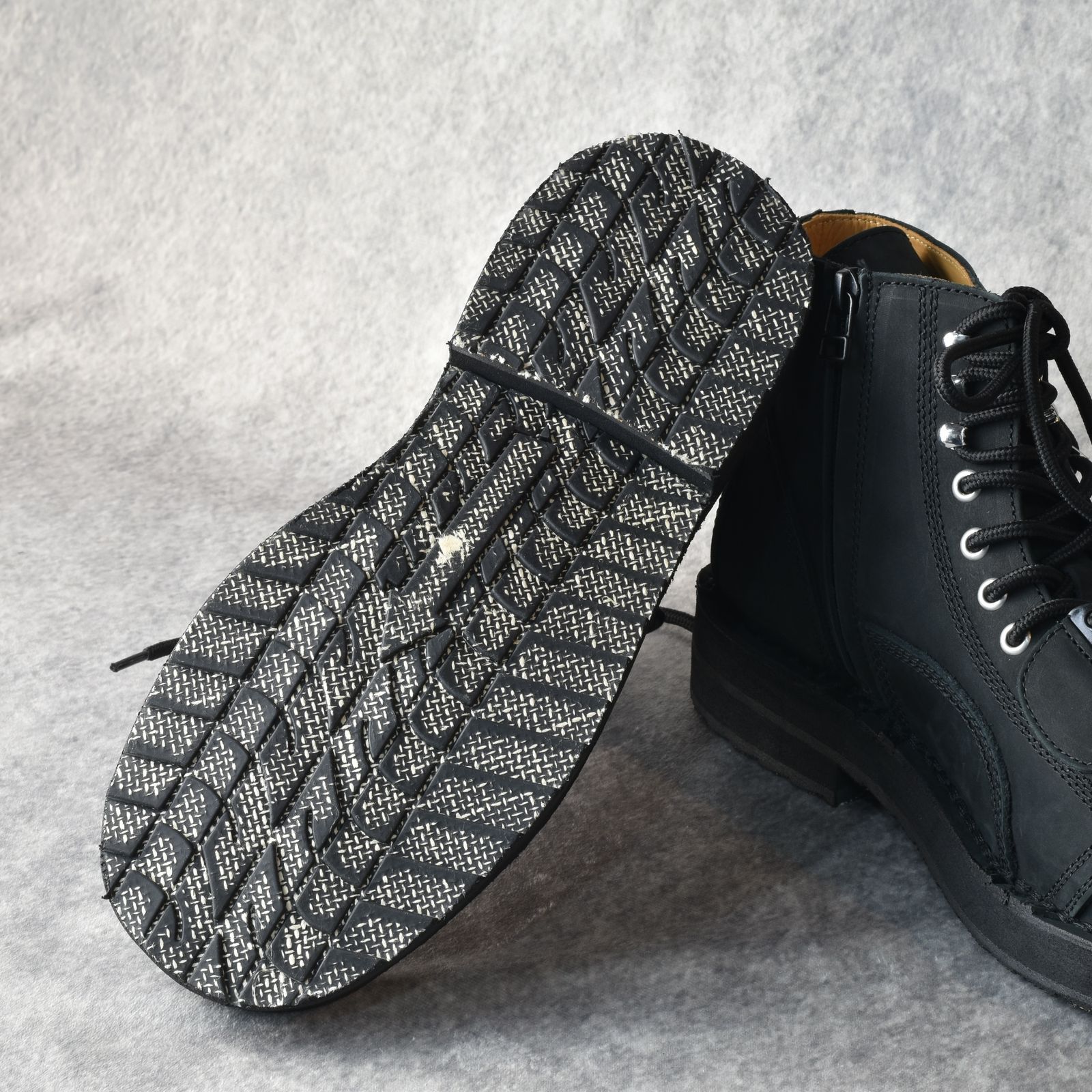 yohji yamamoto - MAT SMOOTH LEATHER ZIP BIKER BOOTS （BLACK