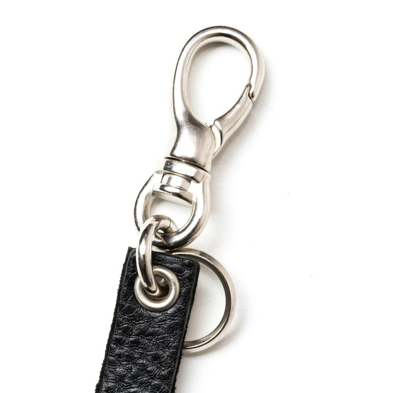 CALEE - STUDS & KNITTING LEATHER LONG KEY RING ＜TYPE B＞ (BLACK