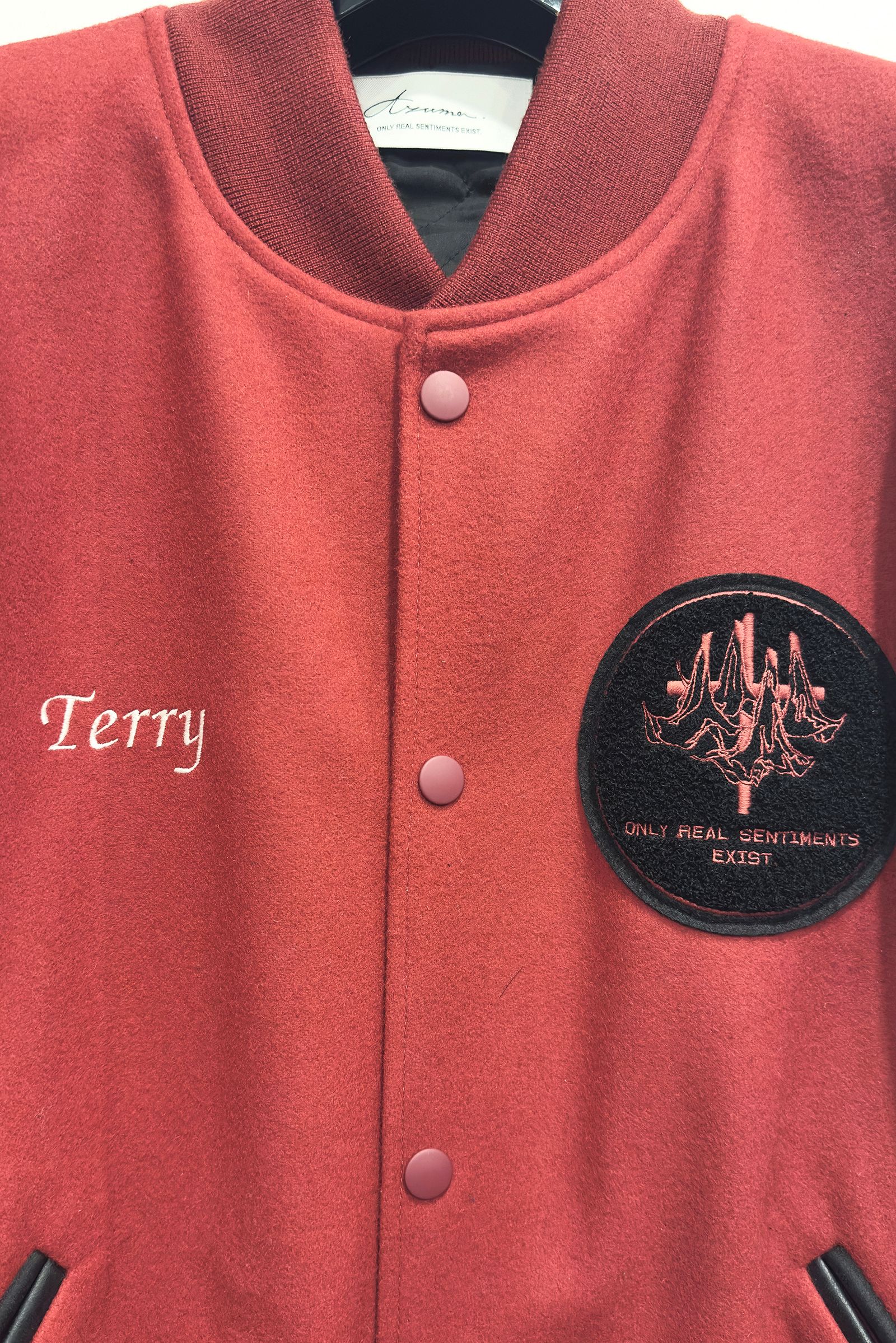 Azuma - PACHED LETTER JACKET / レタージャケット (BLACK, RED) | HAZE