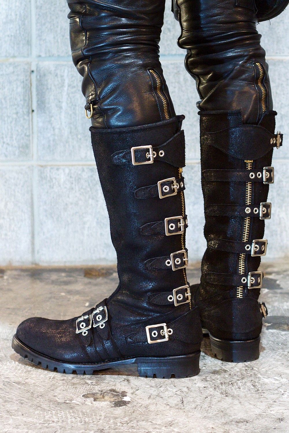 blackmeans - ロングバックルブーツ / BLACK SUEDE | HAZE