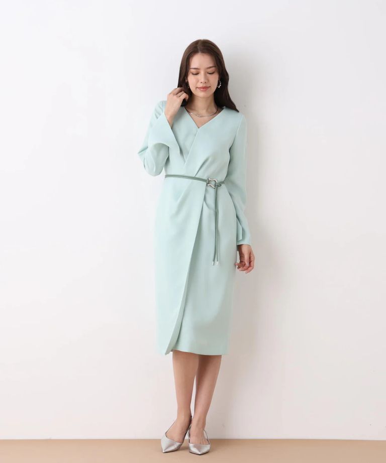 PINKY&DIANNE - タッククロスウエストワンピース(ミントグリーン