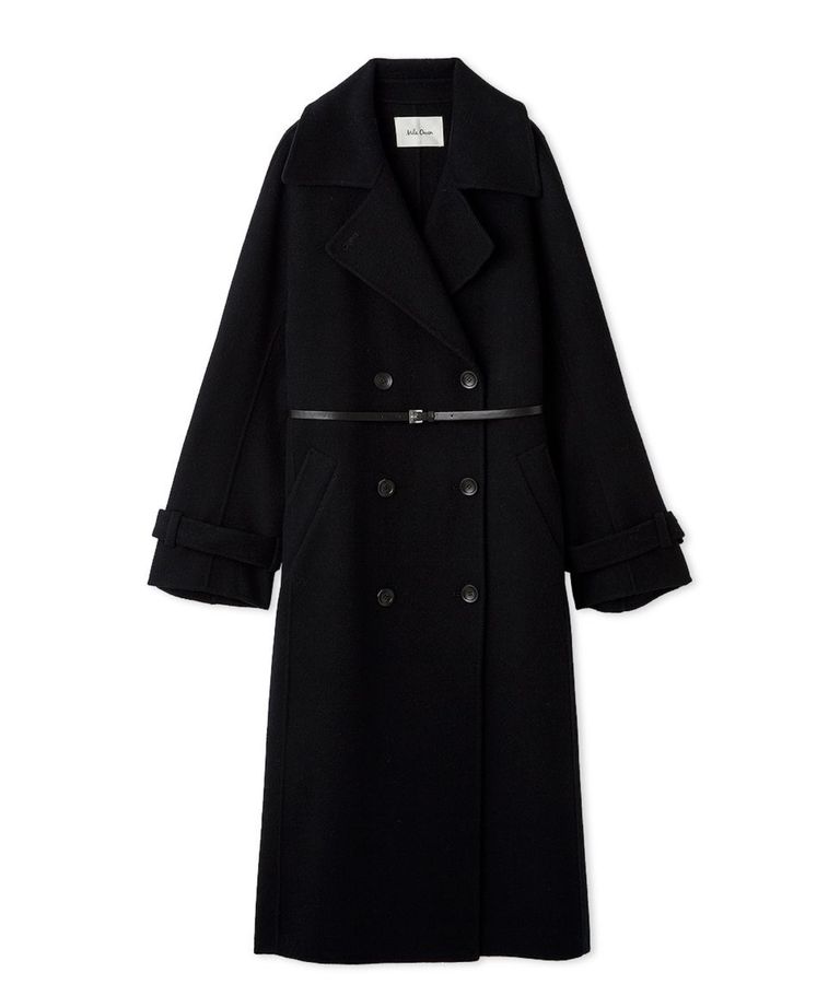 Mila Owen - ベルト付きリバーピーコート (NVY) 毛 / ビーバー加工