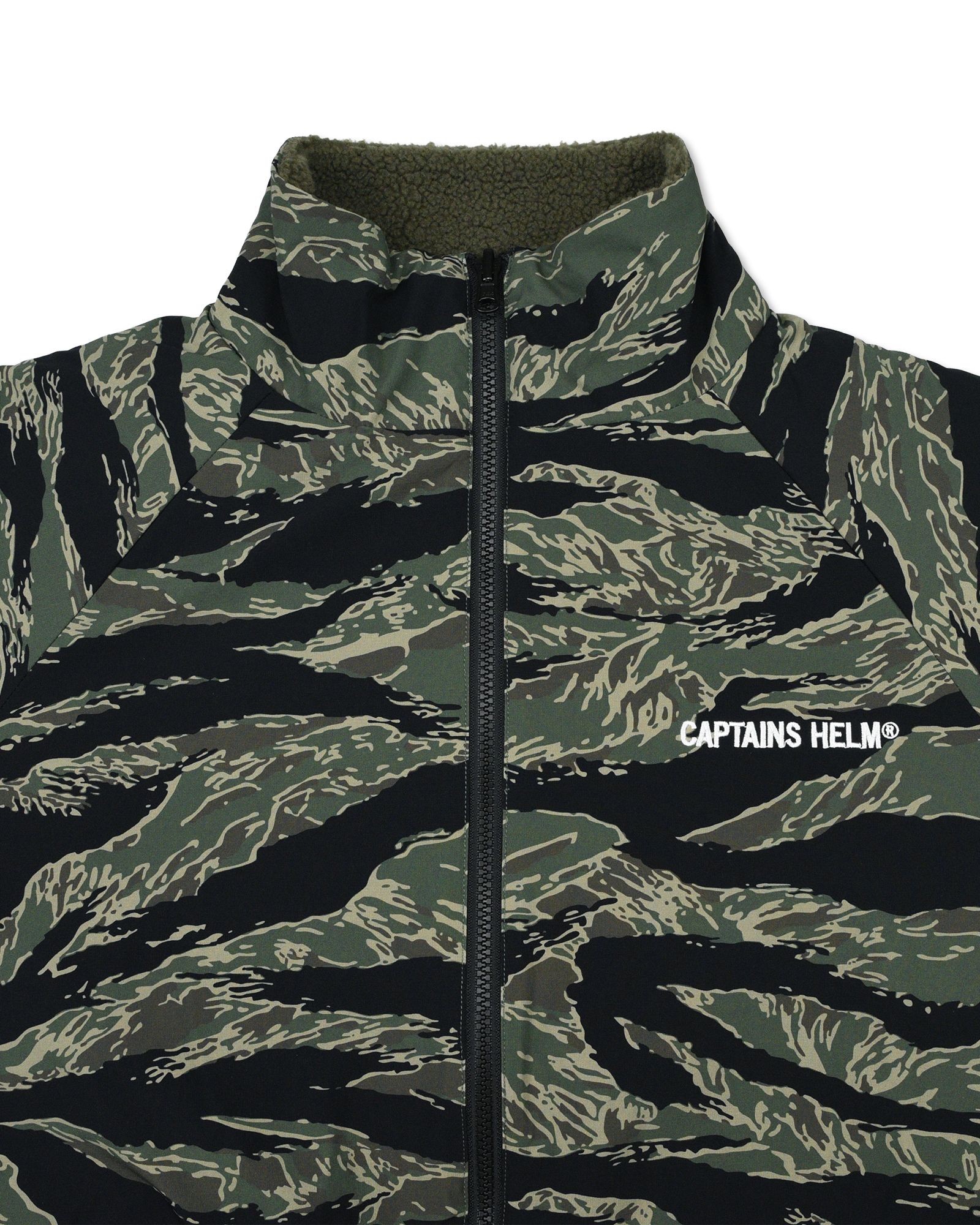 CAPTAINS HELM - REVERSIBLE FLEECE JACKET (OLIVE×TIGER CAMO