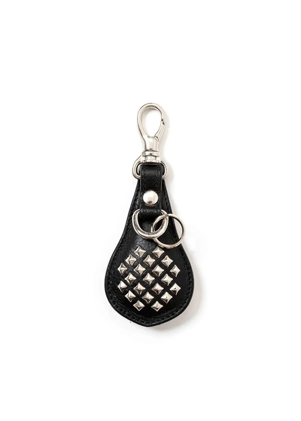 CALEE - 【ラスト1点】SILVER STAR CONCHO LEATHER KEY RING (BLACK