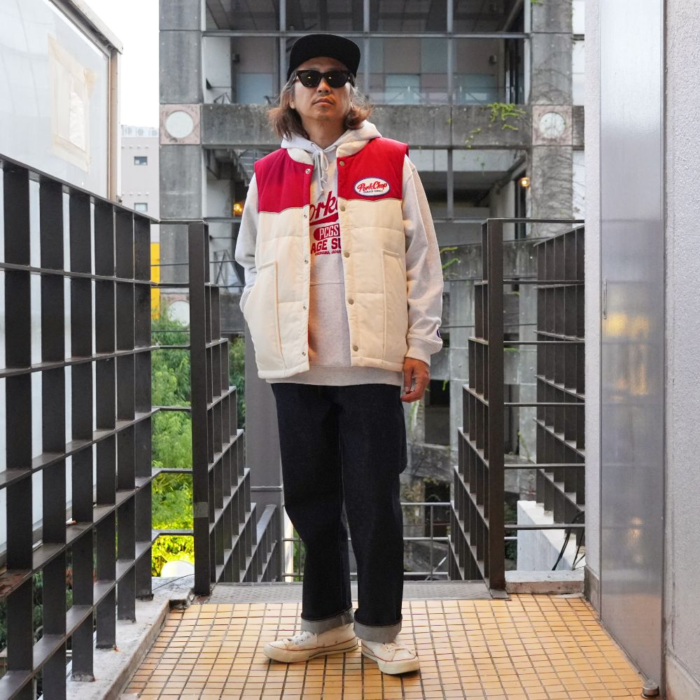 PORKCHOP GARAGE SUPPLY - RACING VEST (BEIGE×RED) / オリジナル