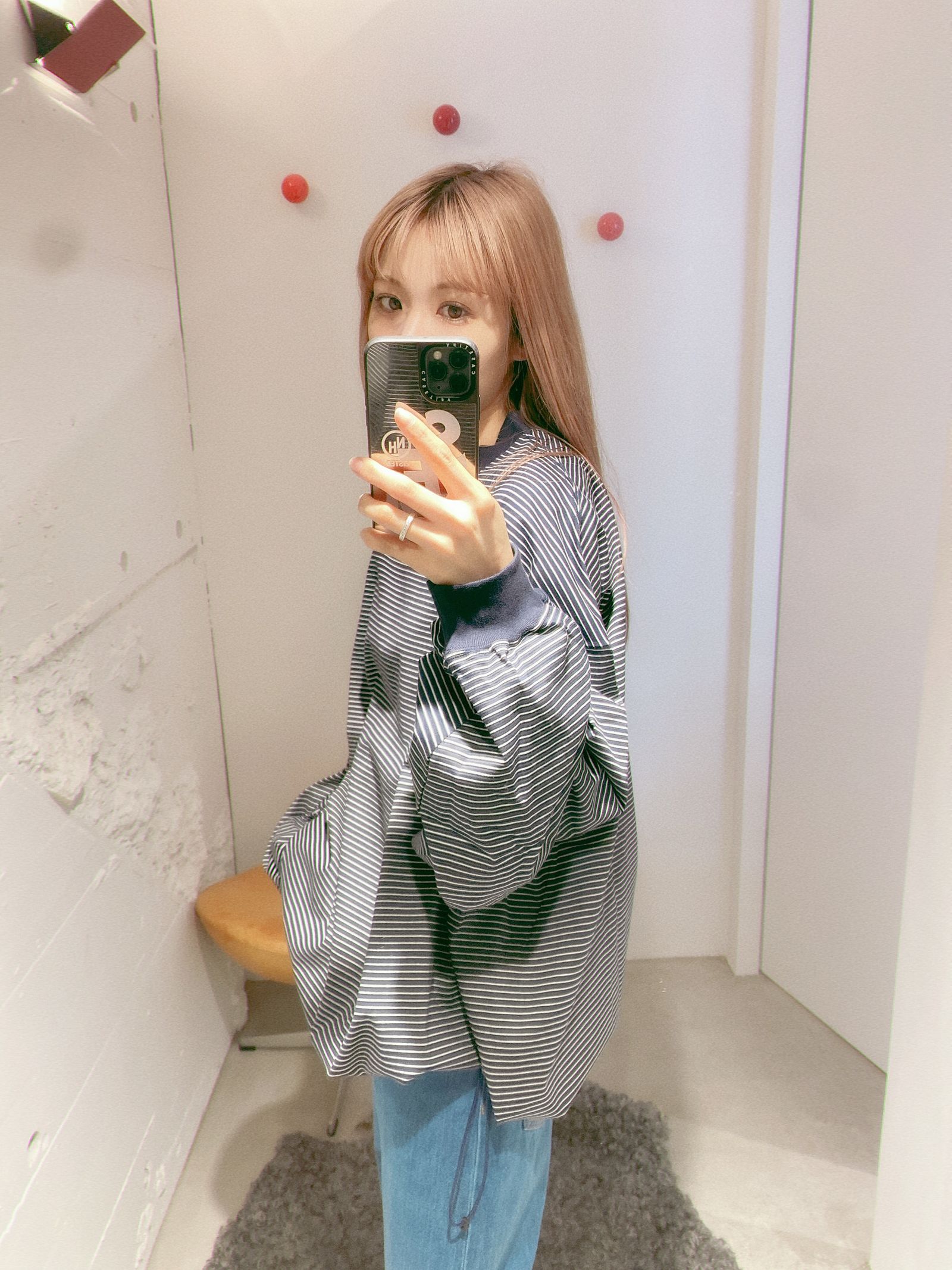 is-ness 24SS BALLOON BORDER LONG SLEEVE T-SHIRT style.2024.3.17