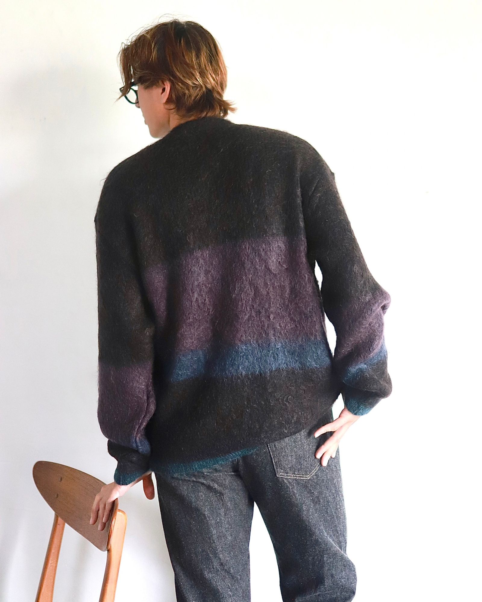 YOKE - ヨーク23AW MOHAIR BORDER CREWNECK SWEATER(YK23FW0572S)BLACK