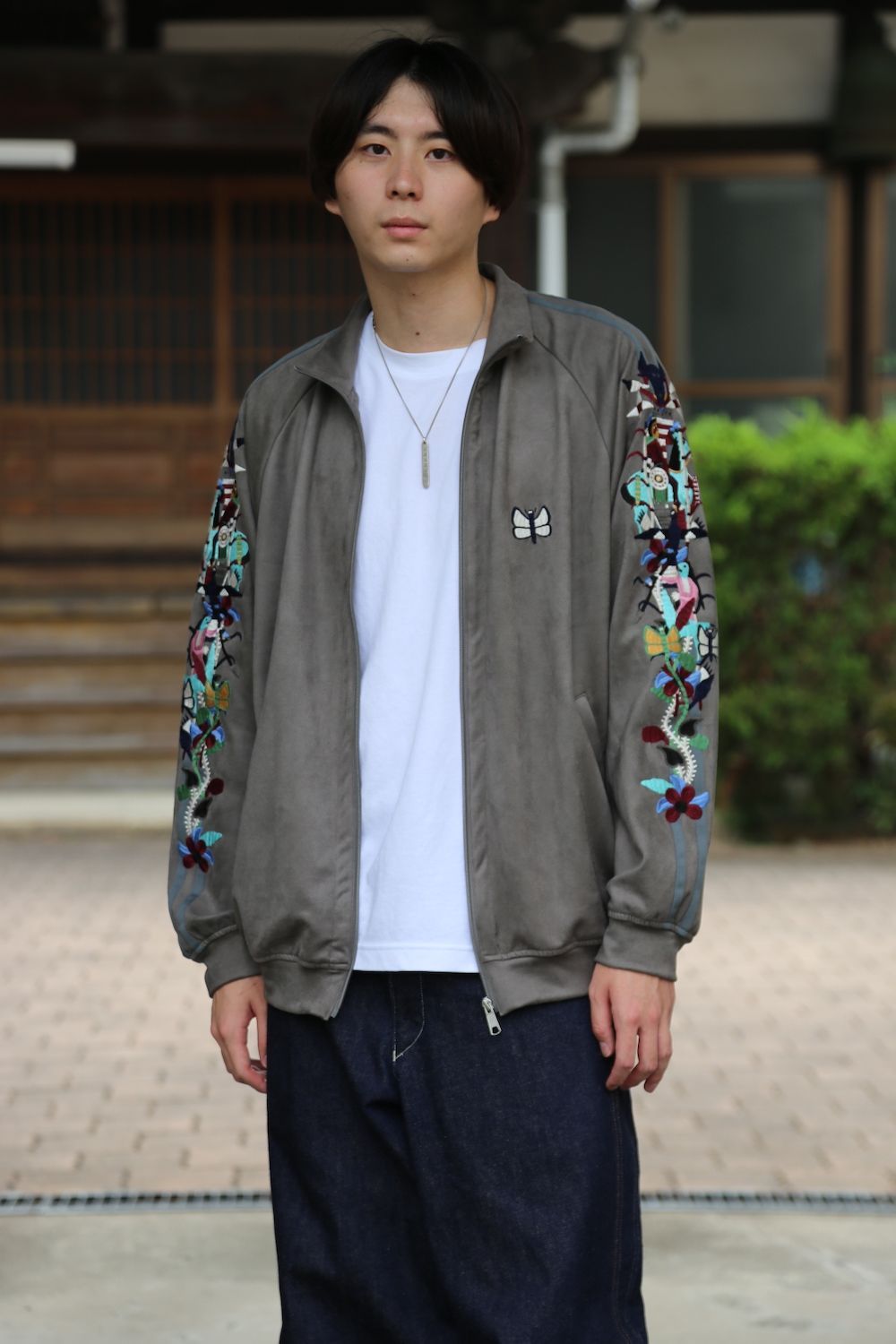 doublet CHAOS EMBROIDERY SUEDE TRACK JACKET