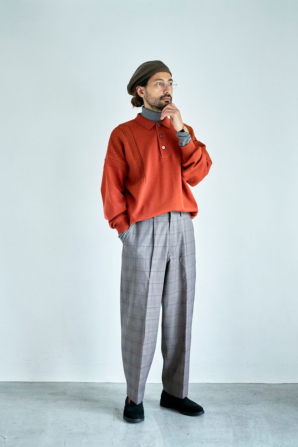 YASHIKI - 【ラスト1点】【22AW】Hatsushimo Knit Polo(ORANGE) | Salty