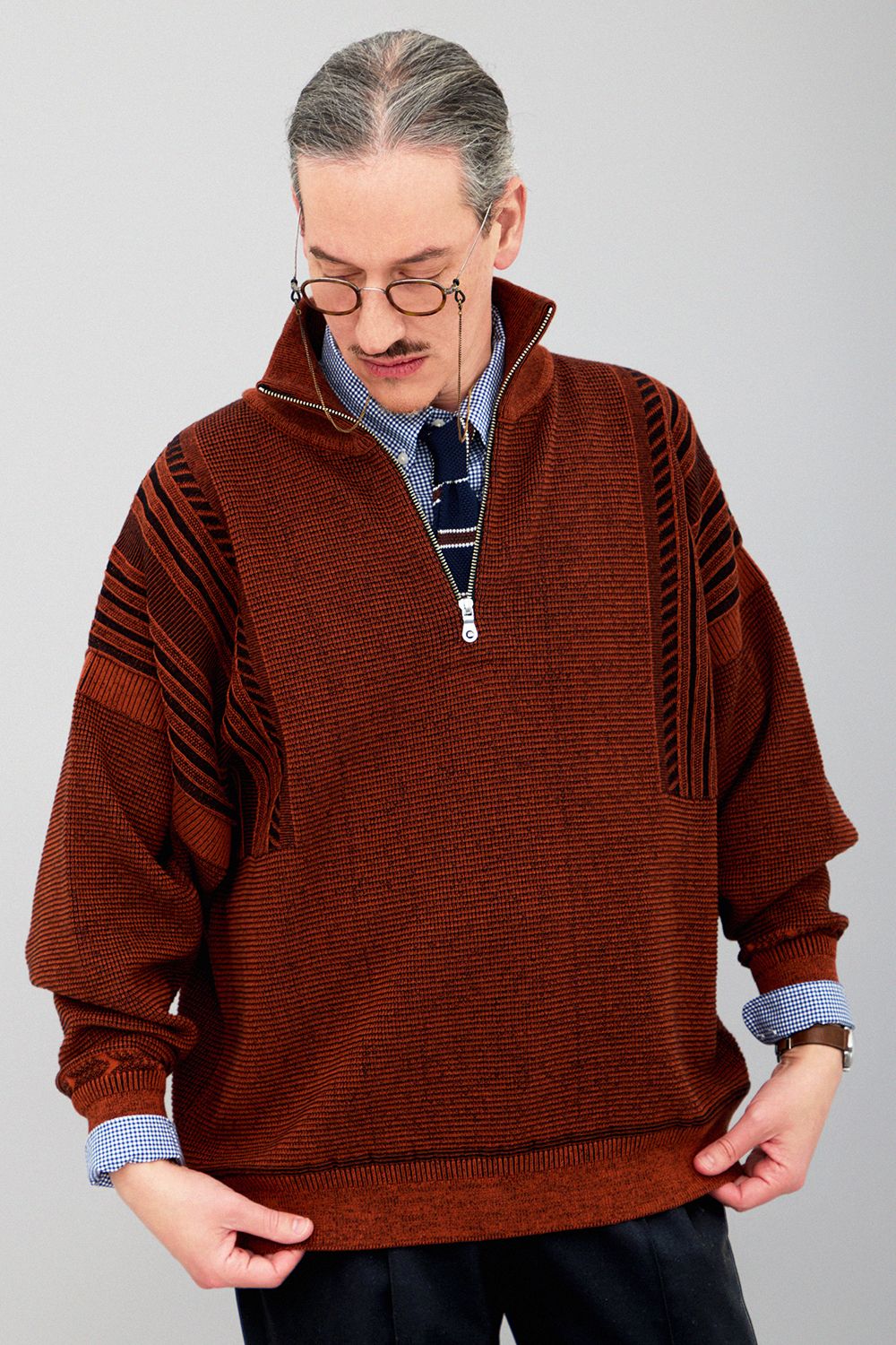 YASHIKI - 【ラスト1点】【25AW】Fuyushigure Half Zip Knit(ORANGE