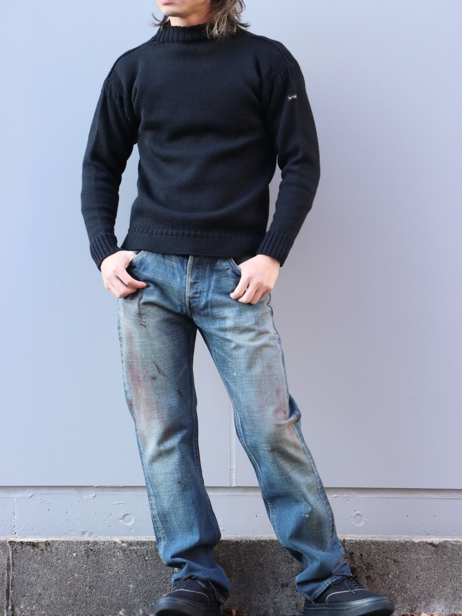 Lewis Leathers - AVIAKIT FISHERMAN JUMPER (BLACK) | SKANDA