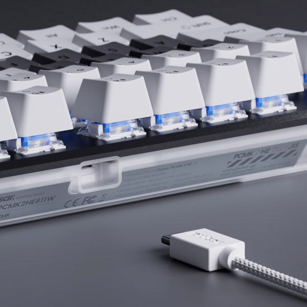 ゲーミングキーボード(ラピッドトリガー対応) PCMK 2HE TKL ホワイト