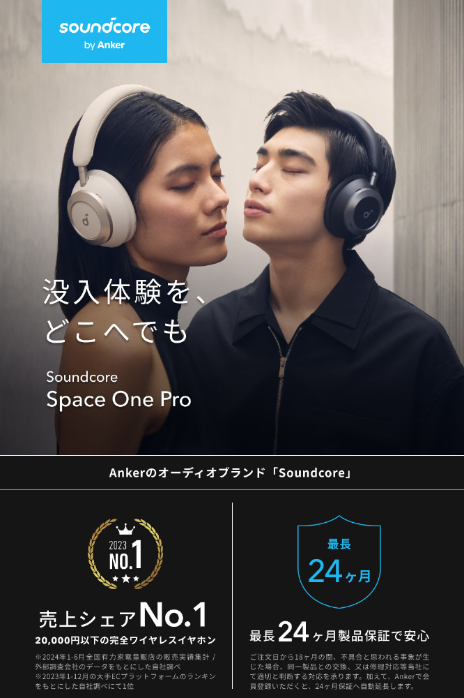 ブルートゥースヘッドホン Anker Soundcore Space One Pro