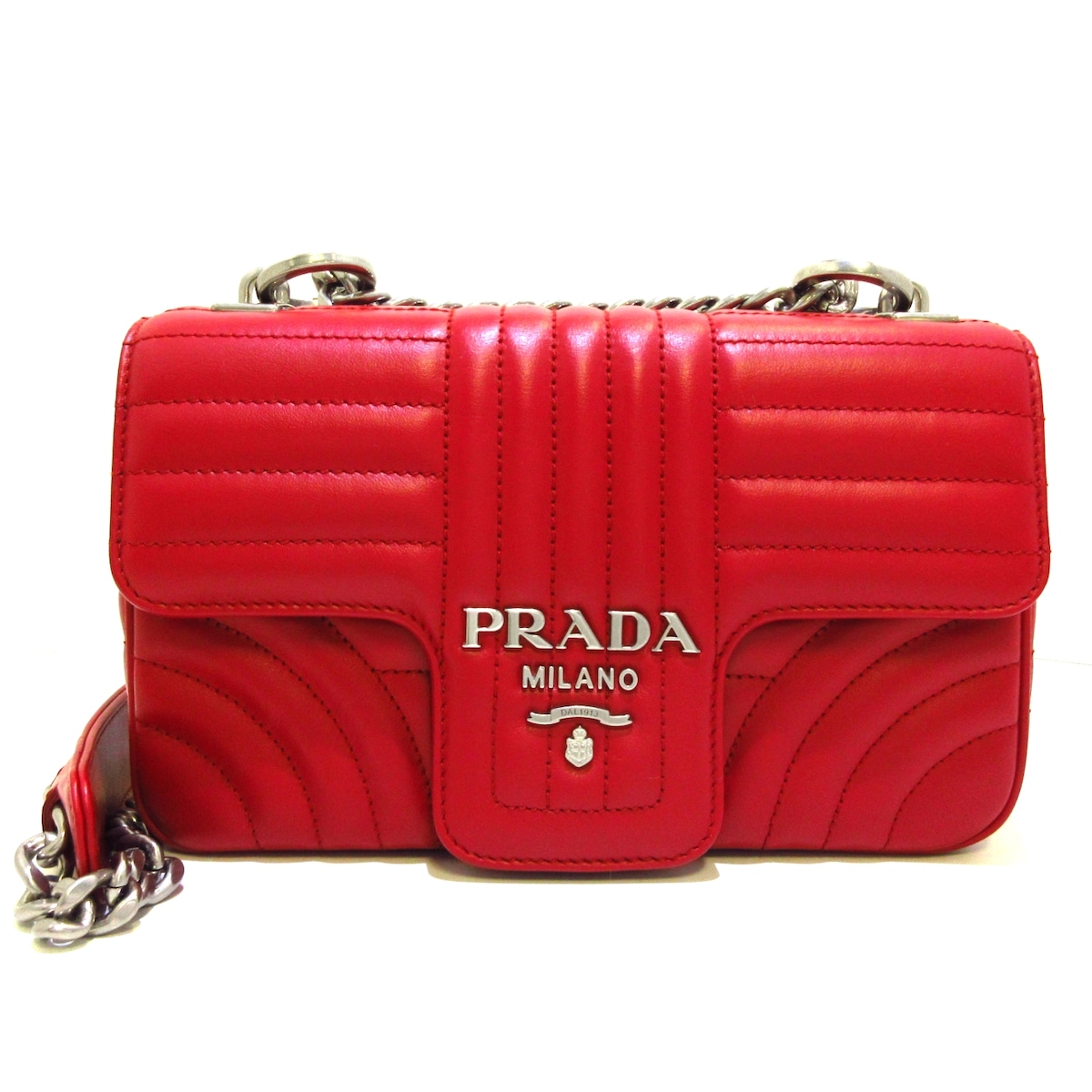 プラダ/ショルダーバッグ/ダイアグラム レザーバッグ スモール/レッド