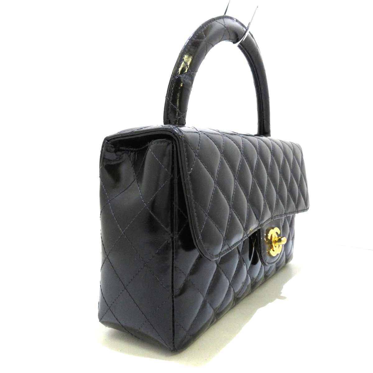 シャネル/ハンドバッグ/親子バッグ/マトラッセ/黒/エナメル（レザー