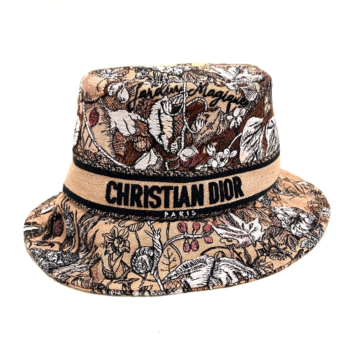 ディオール/クリスチャンディオール/帽子/ピンクベージュ×黒×マルチ
