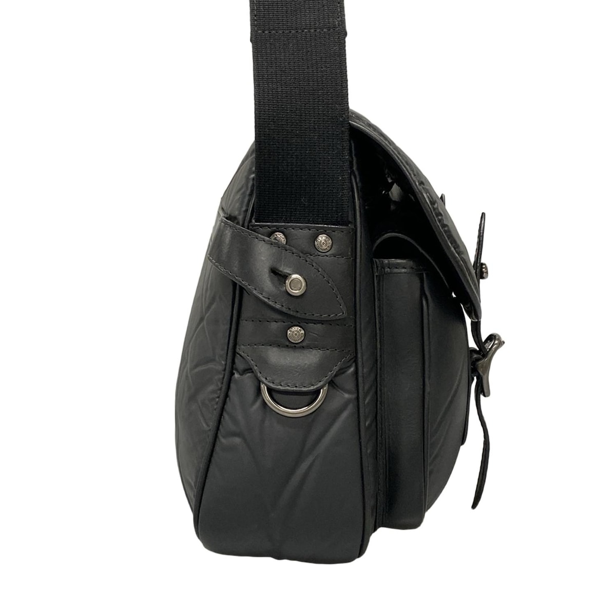 ハンティングワールド/ショルダーバッグ/黒/バチュークロス×レザーの