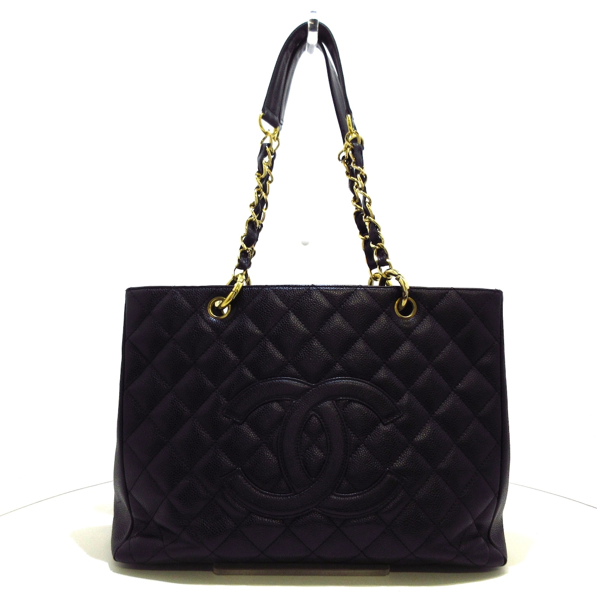 シャネル/トートバッグ/復刻チェーントート/GST/黒/キャビアスキン