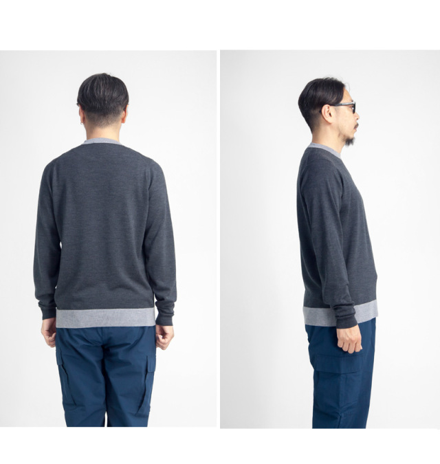 JOHN SMEDLEY ジョンスメドレー SKERN バイカラークルーネックニット