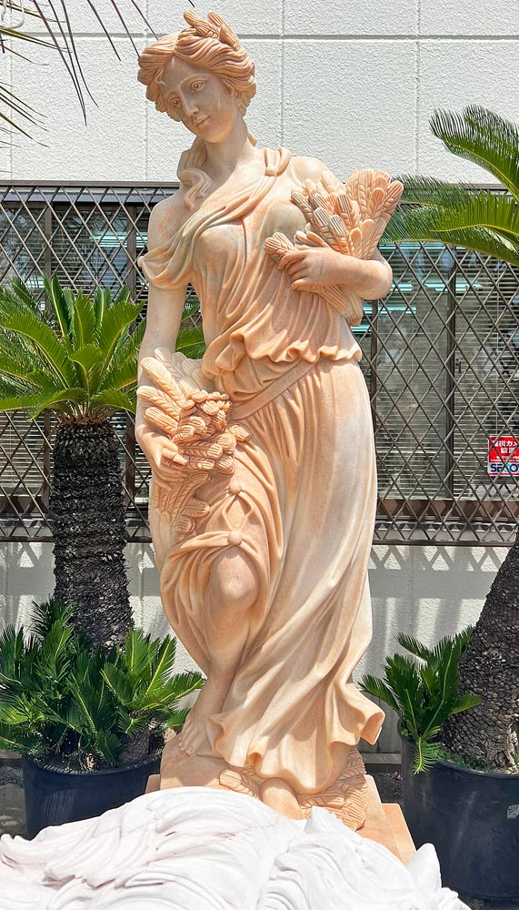 天然大理石彫刻 収穫のヴィーナス（秋） ピンク｜希少ピンク大理石